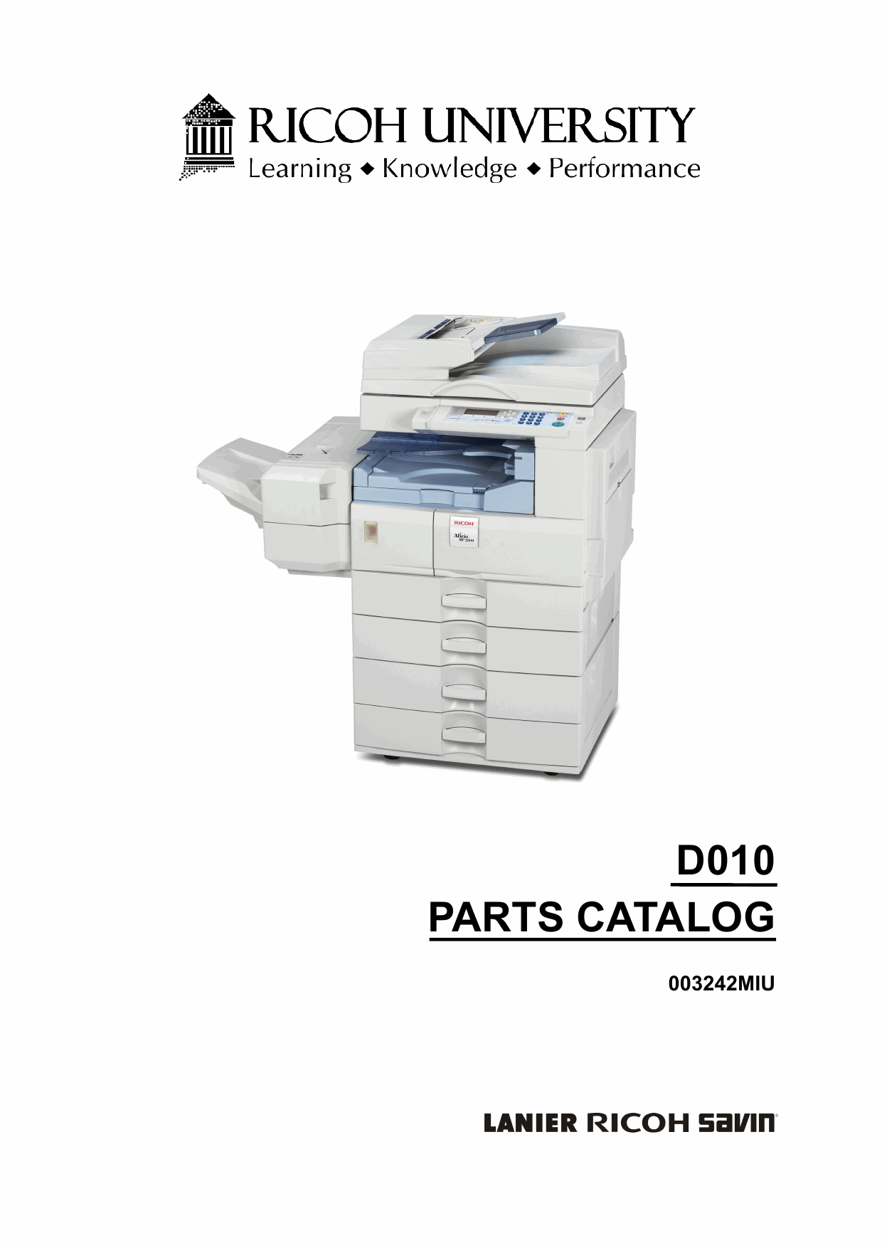 RICOH Aficio MP-2500 D010 Parts Catalog-1